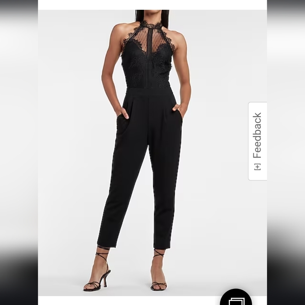 NWT Express Halter Lace Pieced Jumpsuit Sz S